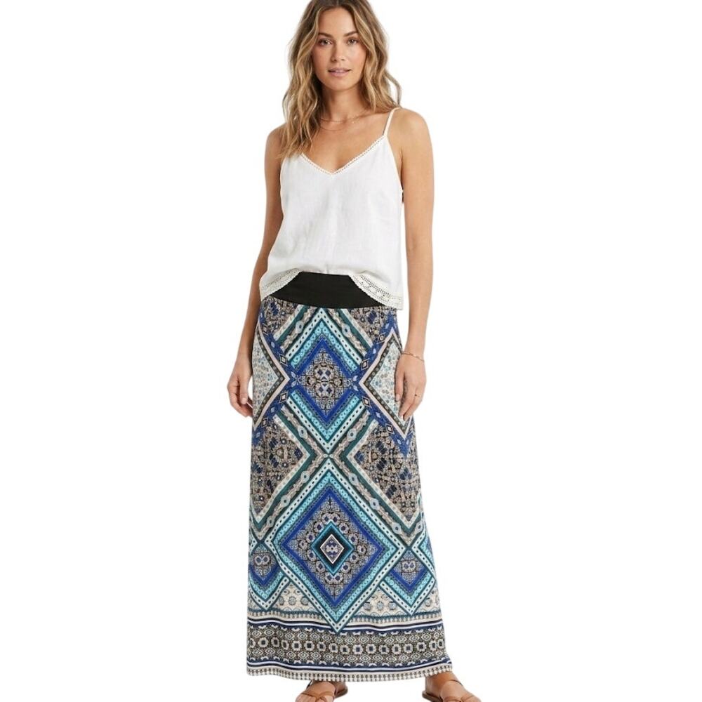 I.N. Studio Maxi Geometric Paisley Skirt Lightweight Flowy Medium